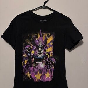 Black T-Shirt with Purple Clown Graphic